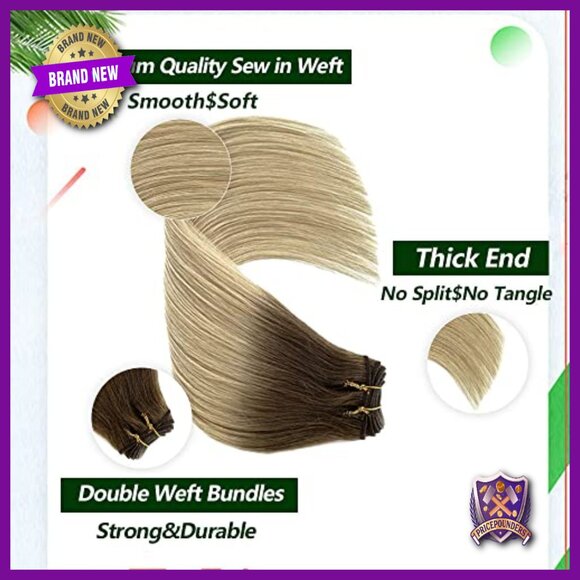 22 Inch Real Human Hair Extensions, 100g Sew-In Weft, Straight Double Weft